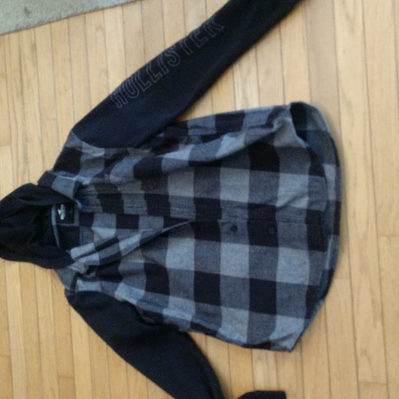Hollister Other - Hollister gray and black check button up hoodie